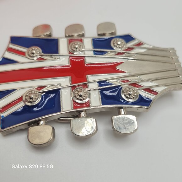 British Belt Buckle Metal Zinc Alloy Vintage Guitar Head - Picture 5 of 7